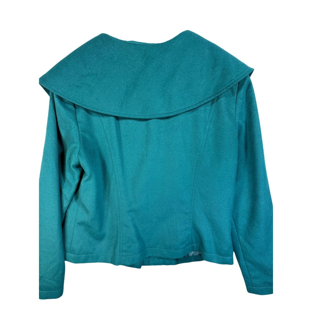 Harve Benard Portrait Collar Jacket M Teal Shawl Button Front Retro Green Fall - Picture 7 of 17